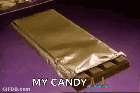 Wrapped Chocolate Bar Saying My Candy GIF