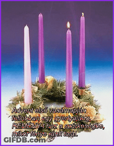 Wreath With Purple Candles And Purple Border GIF