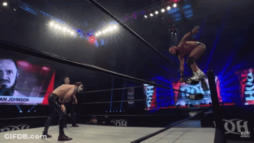 Wrestler An Johnson Jumping Over Ropes GIF