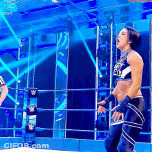 Wrestler Bayley Copying Ric Flair Woo Reaction GIF