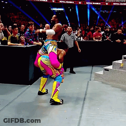 Wrestler Being Lifted During Royal Rumble GIF