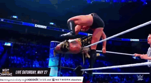 Wrestler Doing Handstand In Ring GIF