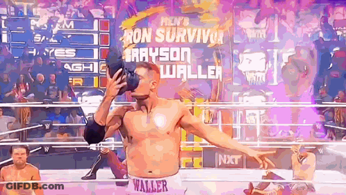 Wrestler Drinking From Bottle In Ring GIF