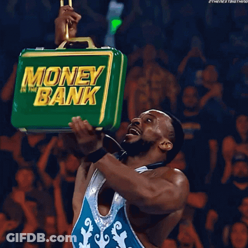 Wrestler Holding Green Money Bank Box GIF