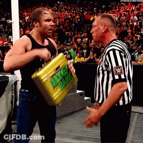 Wrestler Holding Yellow Briefcase Saying Smackdown GIF