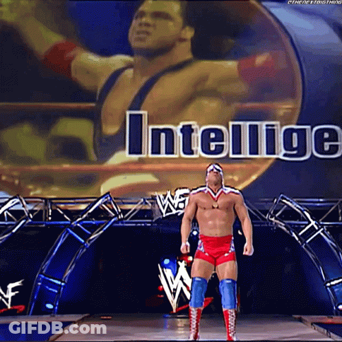 Wrestler In Front Of Intelligence Screen GIF