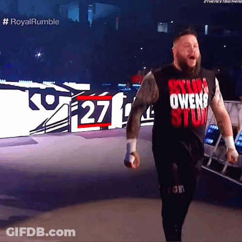 Wrestler In Owens Shirt On Stage GIF