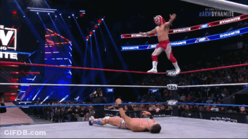 Wrestler In Red Mask On Dynamite Ring Rope GIF