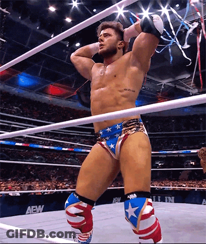 Wrestler In Ring With AEW GIF