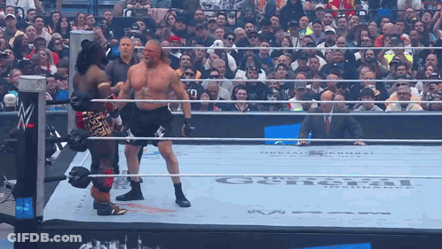 Wrestler In Ring With General Trademark GIF
