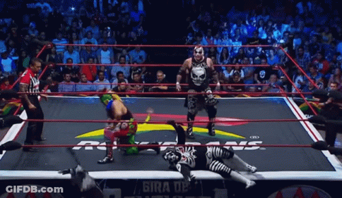 Wrestler In Ring With Gira De Sign GIF