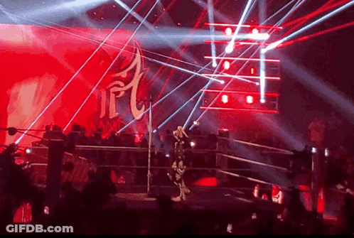 Wrestler In Ring With Letter L On Wall GIF