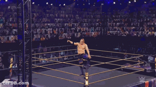 Wrestler In Ring With Letter W GIF