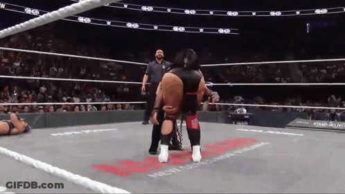 Wrestler In Ring With New Season Text GIF
