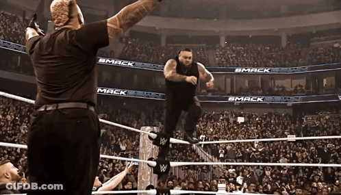 Wrestler In Ring With Smack On Walls GIF