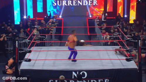 Wrestler In Ring With Surrender Sign GIF