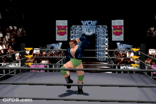Wrestler In Ring With Wow Wall GIF
