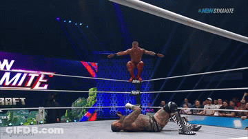 Wrestler Jumping Over Another In Dynamite Ring GIF