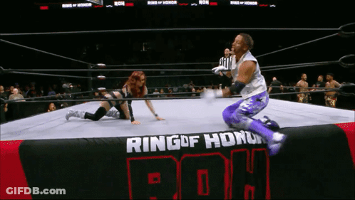 Wrestler Kneeling In Ring Of Honor Ring GIF