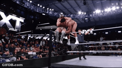 Wrestler Lifted In Air By Another Wrestler GIF