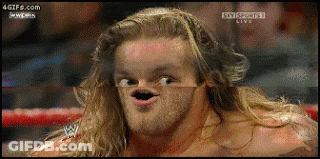 Wrestler Making Funny Face In Ring With Sky Sports Live GIF