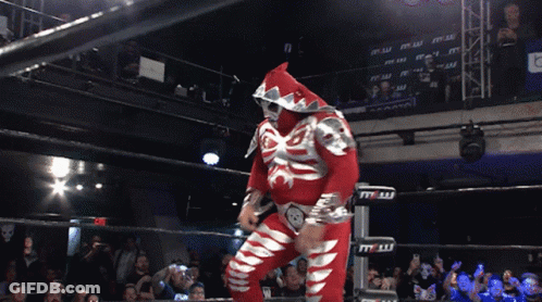 Wrestler On Red Carpet Holding Chair GIF