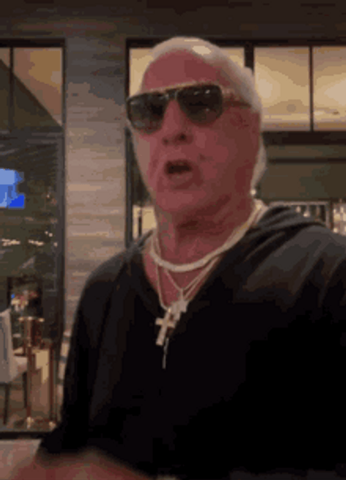 Wrestler Ric Flair Woo Reaction With Sunglasses GIF