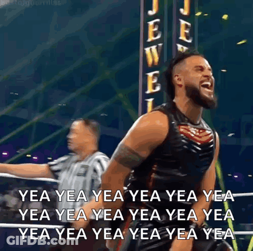 Wrestler Screaming In Front Of Referee In Ring GIF
