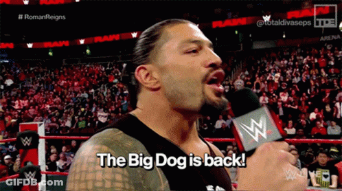 Wrestler Speaking Into Microphone Says The Big Dog Is Back GIF