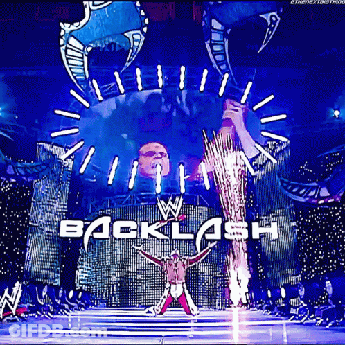 Wrestler Standing Before Backlash Banner GIF