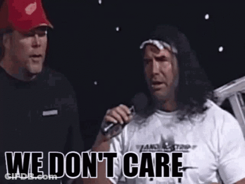 Wrestler Talking Into Microphone Says We Don't Care GIF