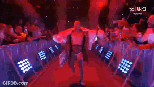 Wrestler Walking Through Tunnel US Wrestling GIF
