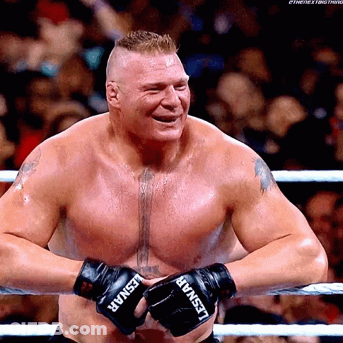 Wrestler Wearing Lesnar Gloves GIF