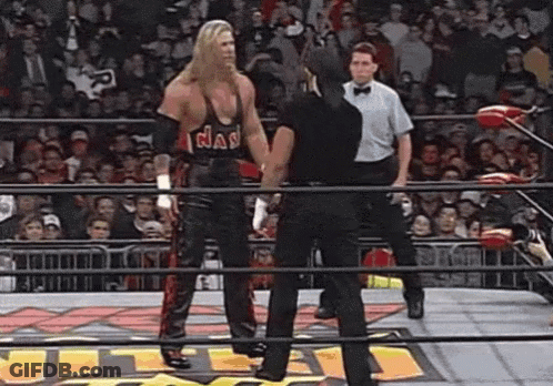 Wrestler With Idas Shirt In Ring GIF