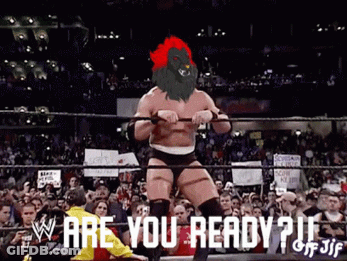 Wrestler With Lion On Head Are You Ready GIF