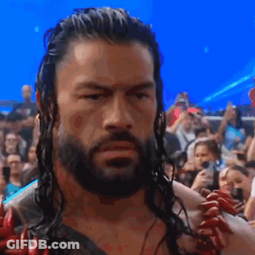 Wrestler With Long Hair And Beard Before Crowd GIF