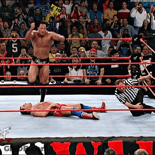 Wrestler With Number 5 Jumping GIF