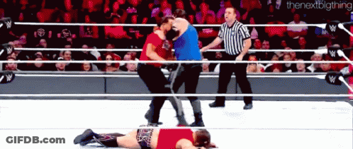 Wrestlers Fighting In Ring With Referee NextBigThing GIF