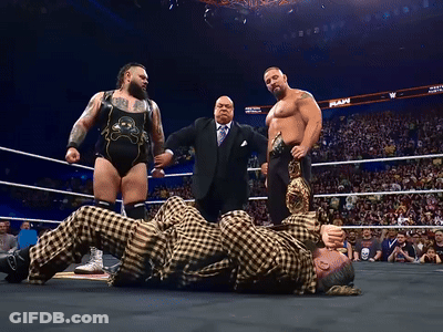 Wrestlers In A Ring With RAW On Wall GIF