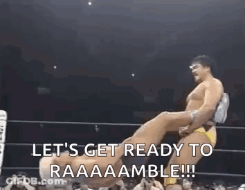 Wrestlers In Ring One Carrying Other GIF
