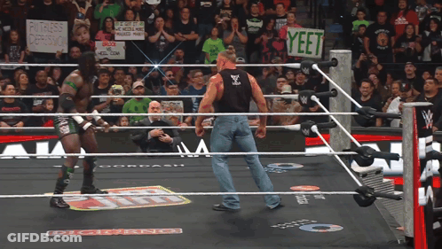 Wrestlers In Ring Saying Yeet GIF