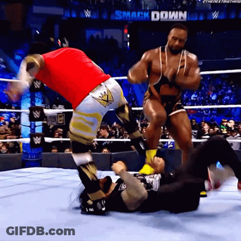 Wrestlers In Ring Smack Down GIF