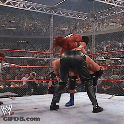 Wrestlers In Wrestling Ring With W Logo GIF