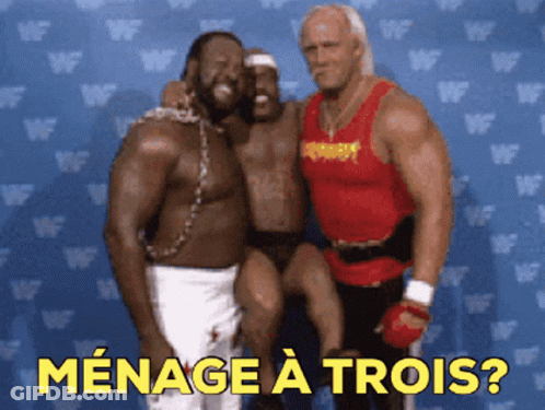 Wrestlers Pose Ménage À Trois GIF