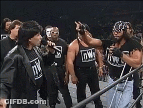 Wrestlers Standing In Ring NWO Shirt GIF