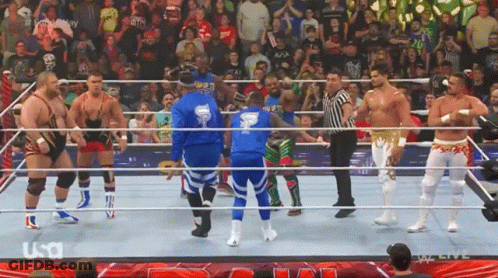 Wrestlers Standing In Ring USA GIF