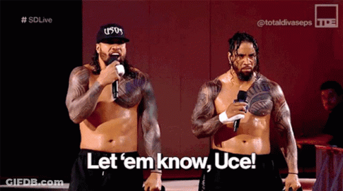 Wrestlers Standing Next To Each Other GIF