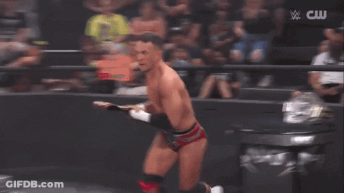 Wrestling Man With CW Logo GIF