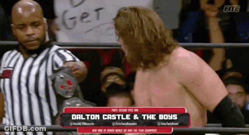 Wrestling Match Between Dalton Castle And The Boys With Referee GIF