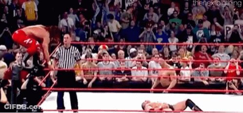 Wrestling Match In Front Of Crowd GIF